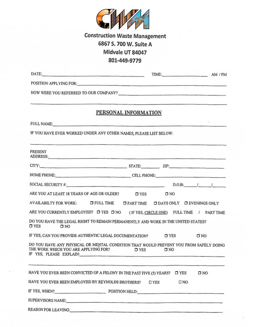 CWM Employment Form